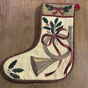 NEW Vintage  Tapestry Christmas Stocking FRENCH HORN